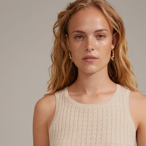 ANA Pearl & Crystal Hoops, gold, Pilgrim