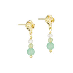 Josie post earrings w. gemstones, gold plated/green, Pure by Nat