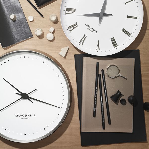 Koppel Wanduhr, weiß/stahl Koppel Wanduhr, weiß/stahl, Georg Jensen