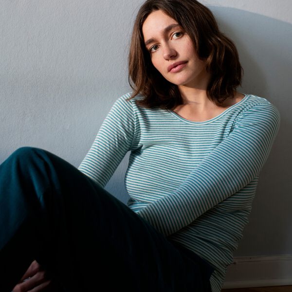 Slim Tee Stripe, nile/offwhite, Serendipity