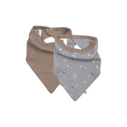STARS Muslin Bib 2-pack, jasmin blue/balsam cream/walnut, Müsli by Green Cotton