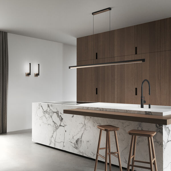 INLAY S1900 LINEAR Pendant, matt black/satin gold, LIGHT-POINT