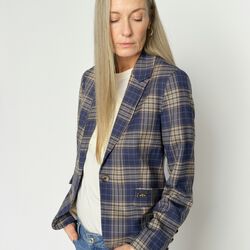 MMBlake karierter Blazer, crown blue, MOS MOSH