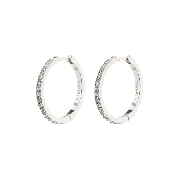 EBNA large crystal hoops, silver-plated, Pilgrim