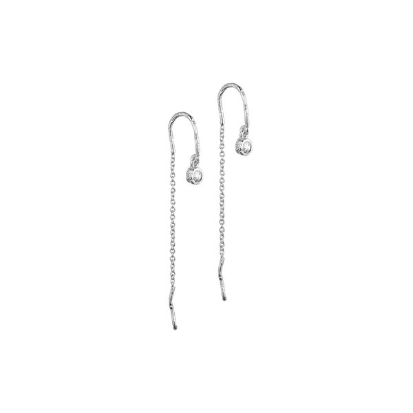 Clara chain earring w. zircons, silver plated, Pure by Nat