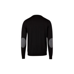 Sweater Knitted Crew Neck With Patch Merino Wool, black pattern, Stenströms