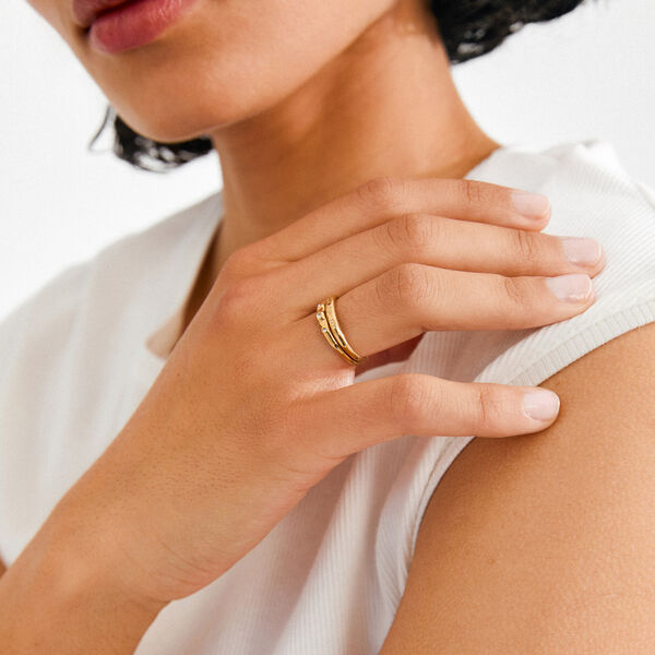 FIRE rings 2-in-1 set, vergoldet, Pilgrim