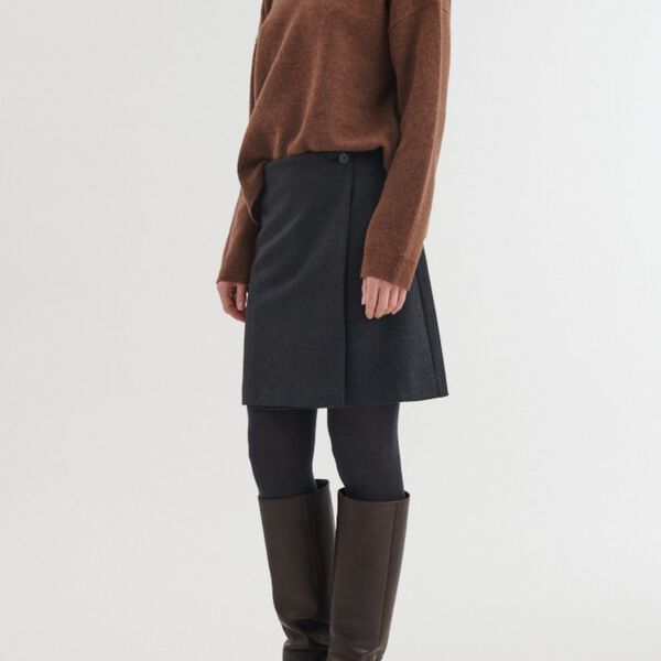 Marjo Wrap Skirt, blackened pearl / black, Basic Apparel