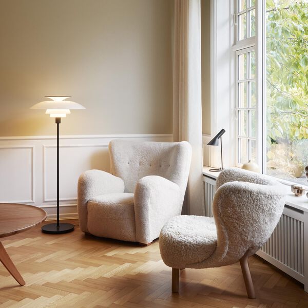 PH 80 Floor Lamp, white opal/black, Louis Poulsen