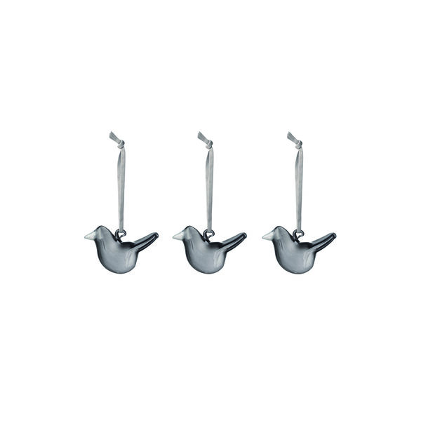Mini glass birds set of 3, grey, Iittala