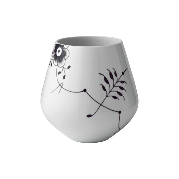 Schwarze Mega-geriffelte Vase 20,5 cm, Royal Copenhagen