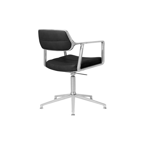 VIPP453 Swivel+ Stuhl mit Gleitern, schwarz/poliertes Aluminium, Vipp