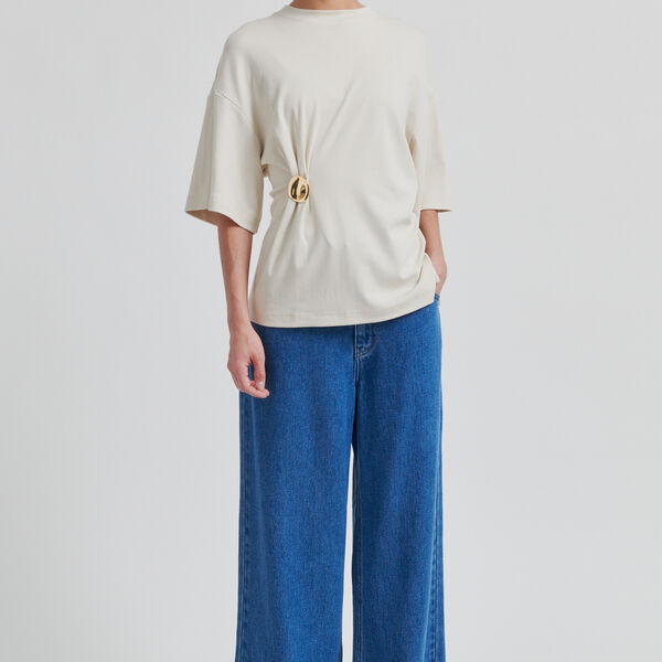 Enora Broschen-T-Shirt, soft beige, Second Female