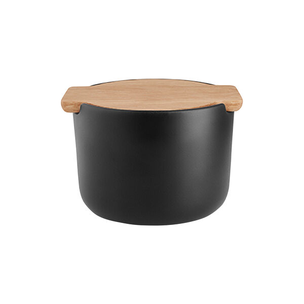 Nordic Kitchen Salznäpfchen mit Deckel, schwarz/eiche, Eva Solo