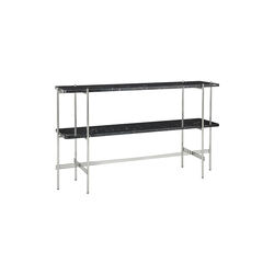 TS-Konsole mit 2 Ablagen, schwarzer Marquina-Marmor/Stahl, GUBI