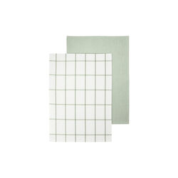 TAULO Squared Tea towel set of 2, white/desert sage, Blomus