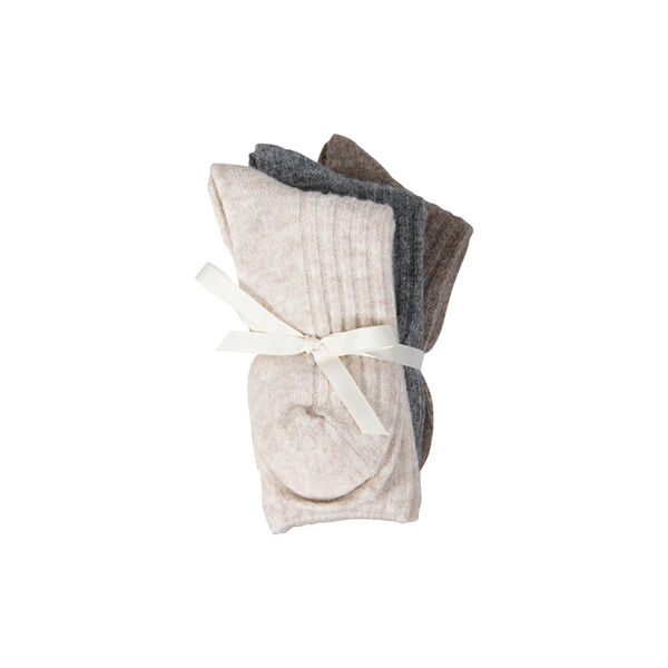 CC Heart COZY wool socks, hazel melange/grey melange/off white melange, Coster Copenhagen