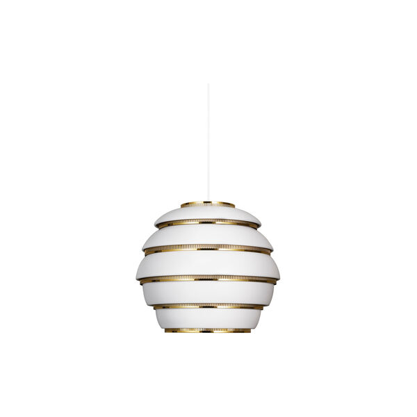 Pendant Light A331 “Beehive“, white/brass-plated, Artek