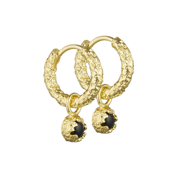 Hoops Foil with Naturals Stone Pendant, gold/black onyyx, Pure by Nat