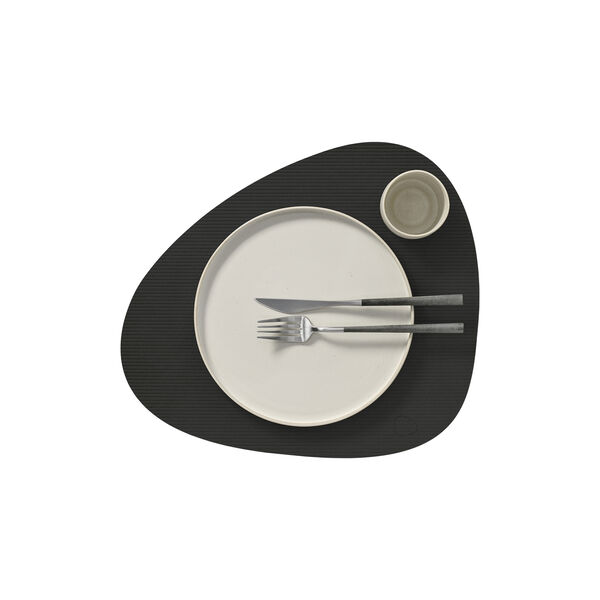 Corduroy table mat Curve L, black ink, LIND DNA