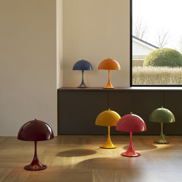 Panthella 250 Portable Table Lamp, opaque moss green, Louis Poulsen