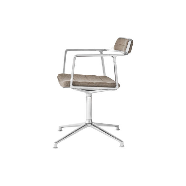 VIPP452 Drehstuhl mit Gleitern, dunkel sandfarben/poliertes Aluminium VIPP452 Drehstuhl mit Gleitern, dunkel sandfarben/poliertes Aluminium, Vipp