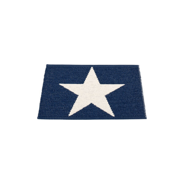 Viggo Plastic Rug, dark blue/vanilla, Pappelina