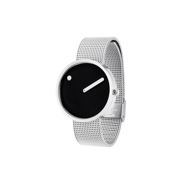 PICTO Wrist Watch, black/steel/matt steel, Picto