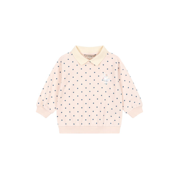 Gepunktetes Langarm-Poloshirt, rosewater dot, Konges Sl&oslash;jd