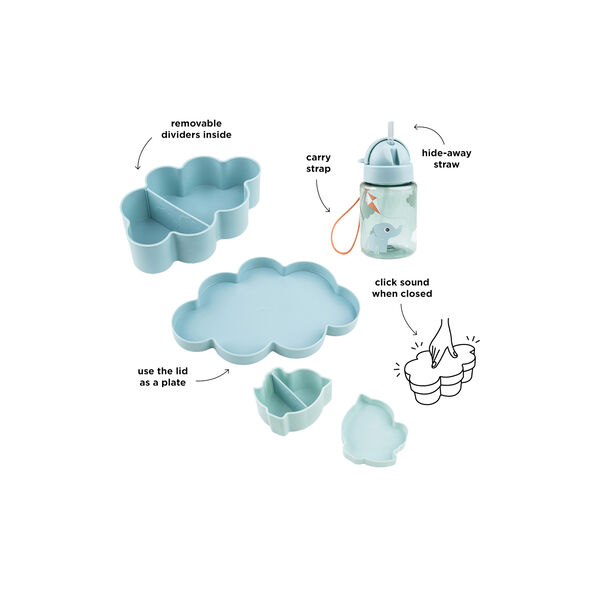 Spielplatz-Snack & Brotdose mit Trinkflasche, blau, Done by Deer