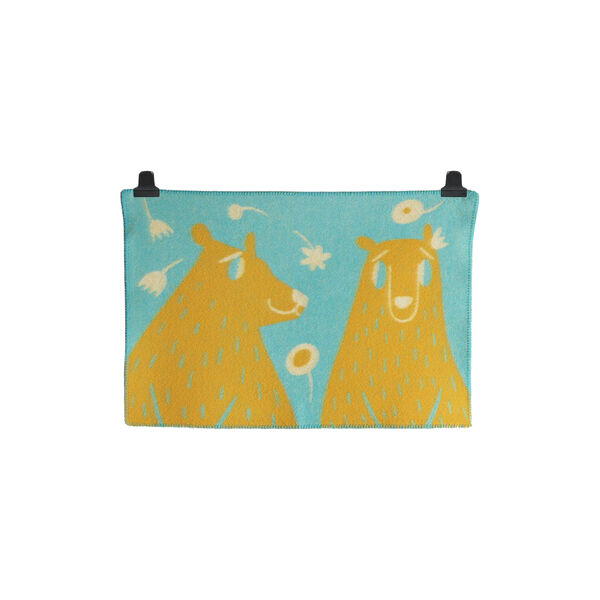 Bamse Babyplaid, türkis/gelb, Røros Tweed