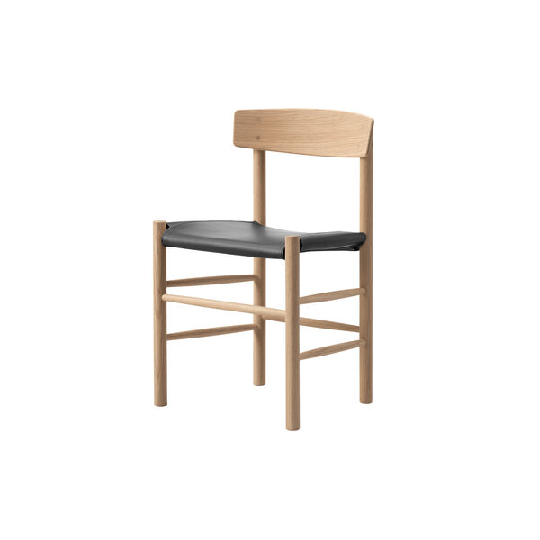 J39 Mogensen sitzgepolsterter Stuhl, seifenbehandelte Eiche/Omni 301 black, Fredericia Furniture