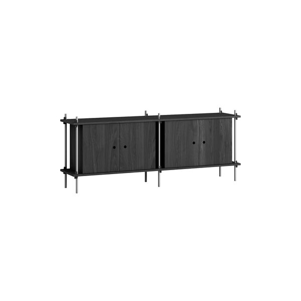 Shelving Sideboard, black/stainless steel, MOEBE