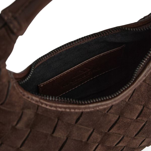 HaymaMBG Handtasche Sue. Flechtoptik, dark brown, Markberg