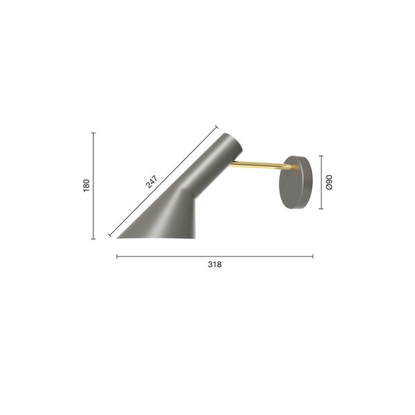 AJ Wall Lamp, brass/warm grey, Louis Poulsen