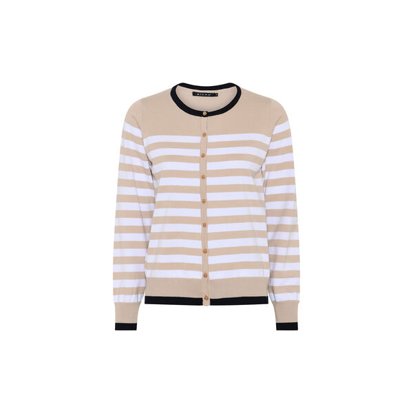 Cotton Nautical Stripe, beach sand/white/navy, Micha