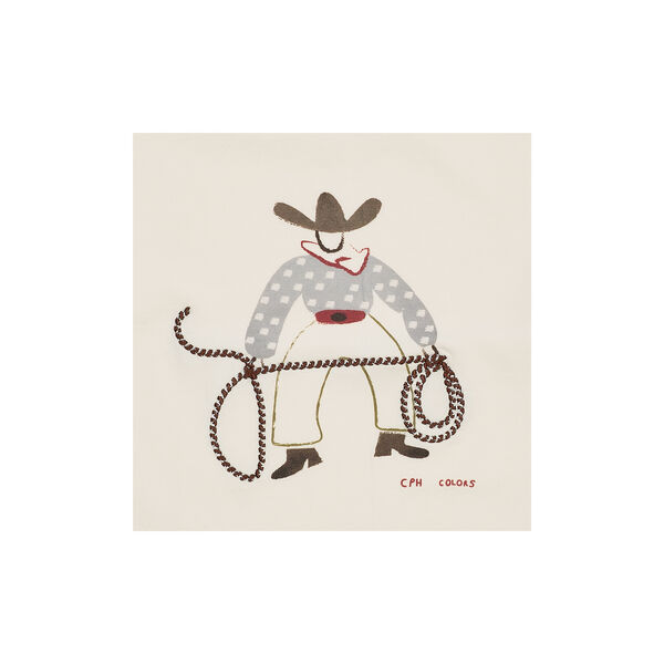 Langarm-T-Shirt mit Cowboy-Print und Stickerei, cream, Copenhagen Colors Organics