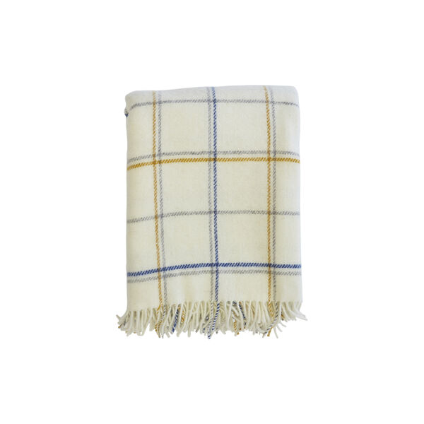 Tartan Throw, off-white/mustard, Klippan Yllefabrik