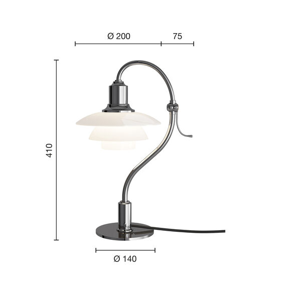 PH 2/2 Question Mark Chrome Table Lamp, Louis Poulsen