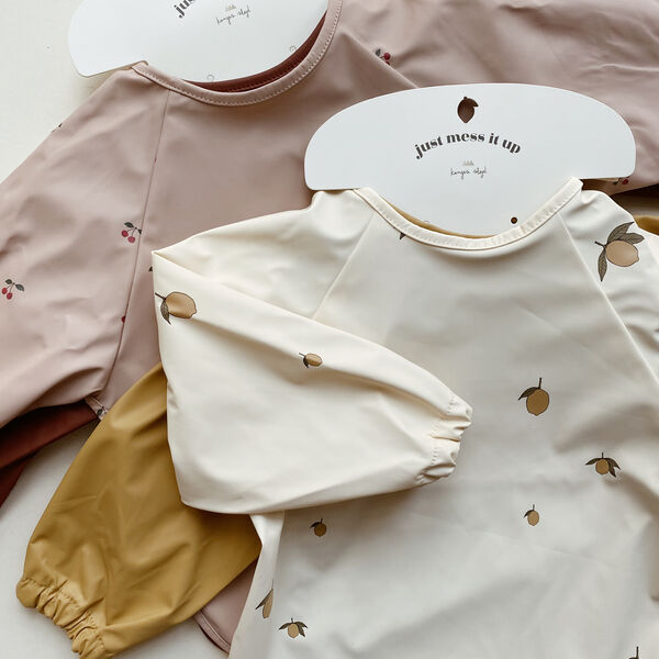 2-pack Dinner Bib with Sleeves, lemon, Konges Sl&oslash;jd