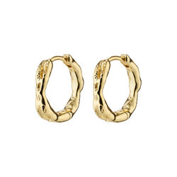 EDDY recycled organic shaped small hoops, gold-plated, Pilgrim