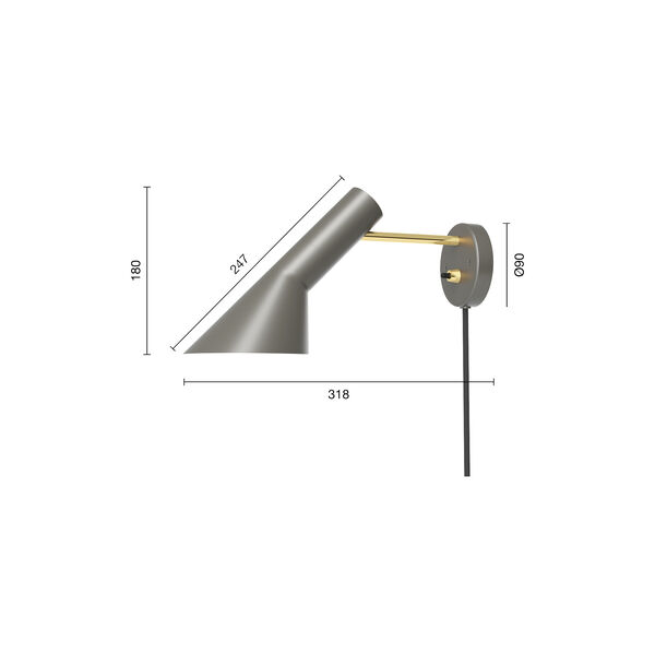 AJ Wall Lamp, brass/warm grey, Louis Poulsen