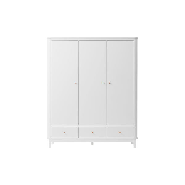 Wood Wardrobe 3 Doors, white, Oliver Furniture