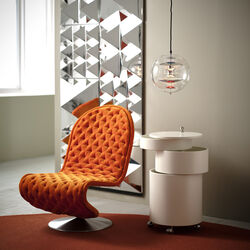 VP Globe Pendelleuchte, Chrom/Rot/Blau, Verpan