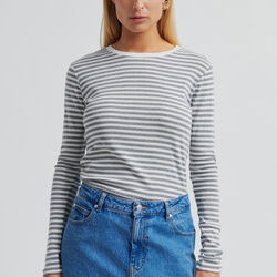 Alvilda Rundhals-T-Shirt, light grey melange, Second Female