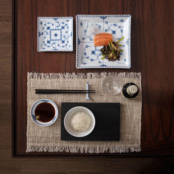 Musselmalet Vollspitze kleine quadratische Platte 14 cm, Royal Copenhagen