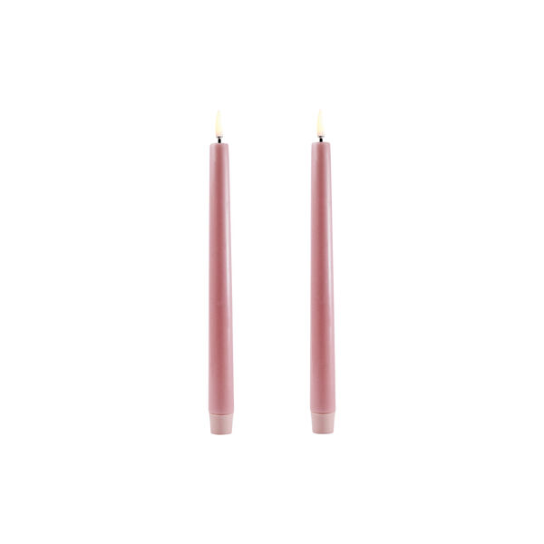 LED Classic Taper Candle 25 cm 2 pcs, dusty rose, Uyuni Lighting