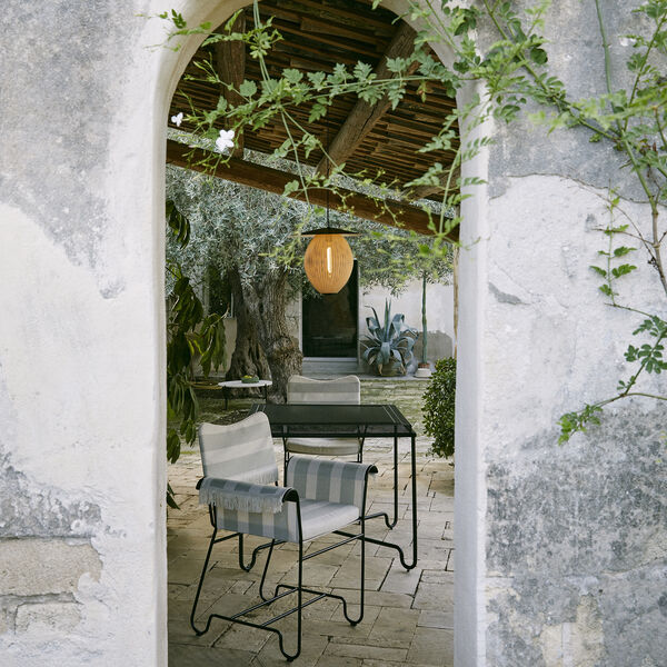 Tropique Esszimmerstuhl mit Fransen, Leslie Stripe Limonta 20/klassisches Schwarz, GUBI