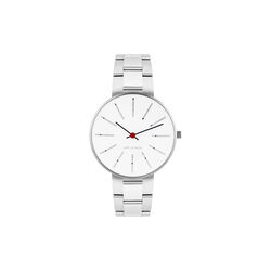 Bankers Wrist Watch, white/steel/steel, Arne Jacobsen Watches