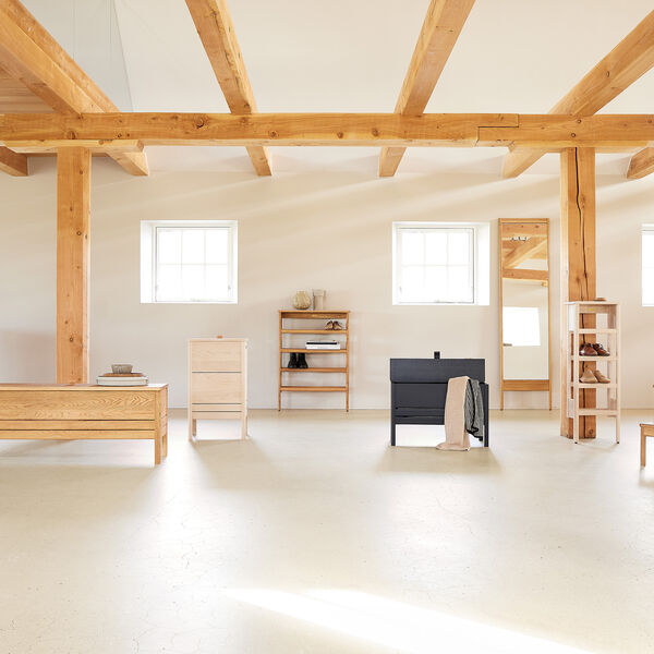 A Line Laundry Box, white oiled oak, Form & Refine